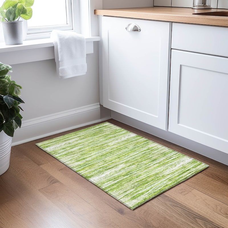 Machine Washable Indoor/ Outdoor Chantille Abstract Stripe Rug