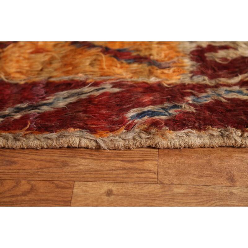 Hand Knotted Oriental 100% Wool Carpet Modern Tribal Brown Moroccan Area Rug - 9' 11'' X 6' 8''