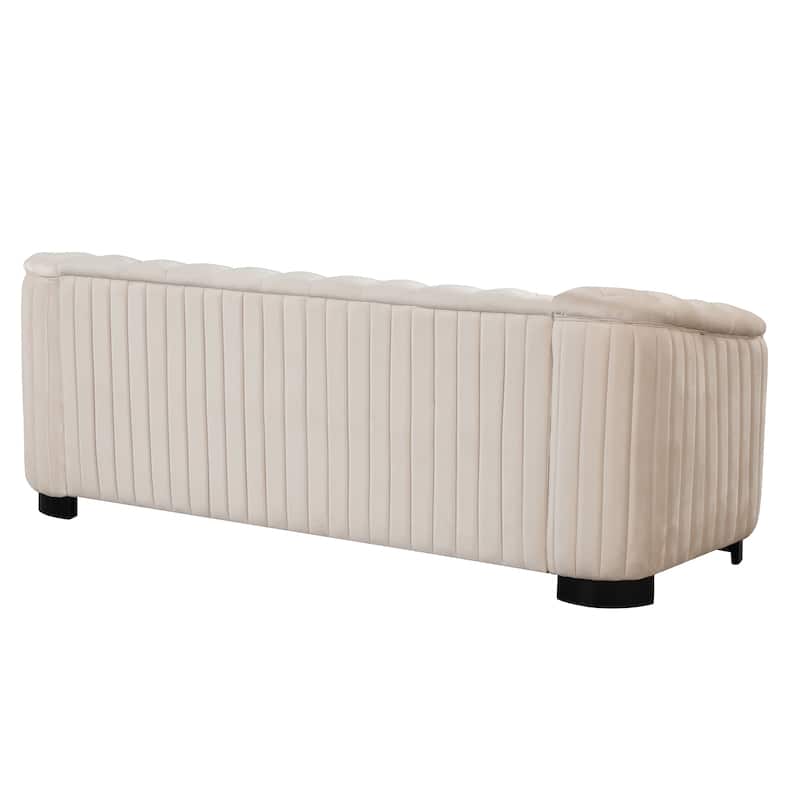 82.4" Sofa with Rubber Wood Legs,Velvet Upholstered Sofa Couch,Sofa with Thick Removable Seat Cushion, 3 Seater Sofa Couch