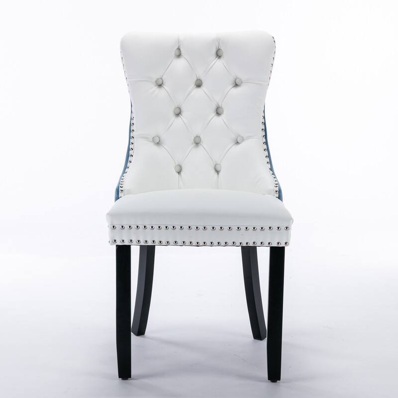 Modern Tufted Dining Chairs,Faux Leather Velvet Dining Chairs Set of 2,Upholstered Dining Room Chairs - N/A