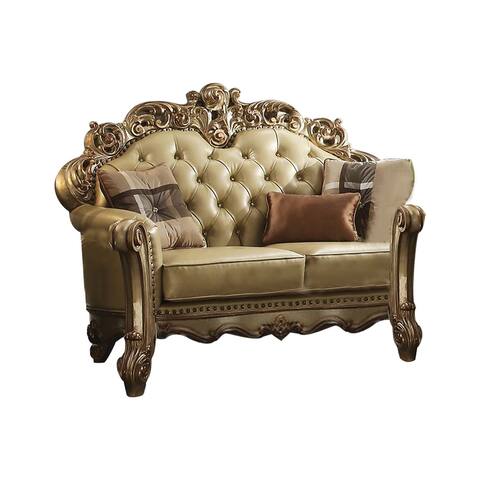 Loveseat with Nailhead Trim in Gold Patina