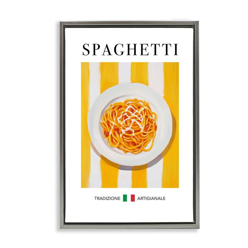 Stupell Traditional Spaghetti Pasta Framed Floater Canvas Wall Art Design By Andreas Magnusson - 21 x 31 - Grey