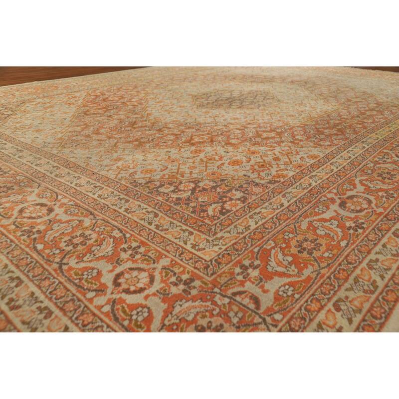 Vegetable Dye Tabriz Persian Area Rug Handmade Oriental Wool Carpet - 9'8"x 13'0" - 9'8"x 13'0" - Orange