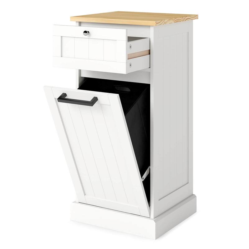 Costway Laundry Cabinet Freestanding Tilt Out Laundry Hamper with - See Details