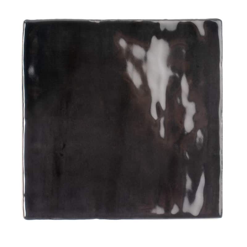 Apollo tile 4" x 4" Silken Glossy Black Ceramic Tile (5.38 sq ft/case) - 50 Pack
