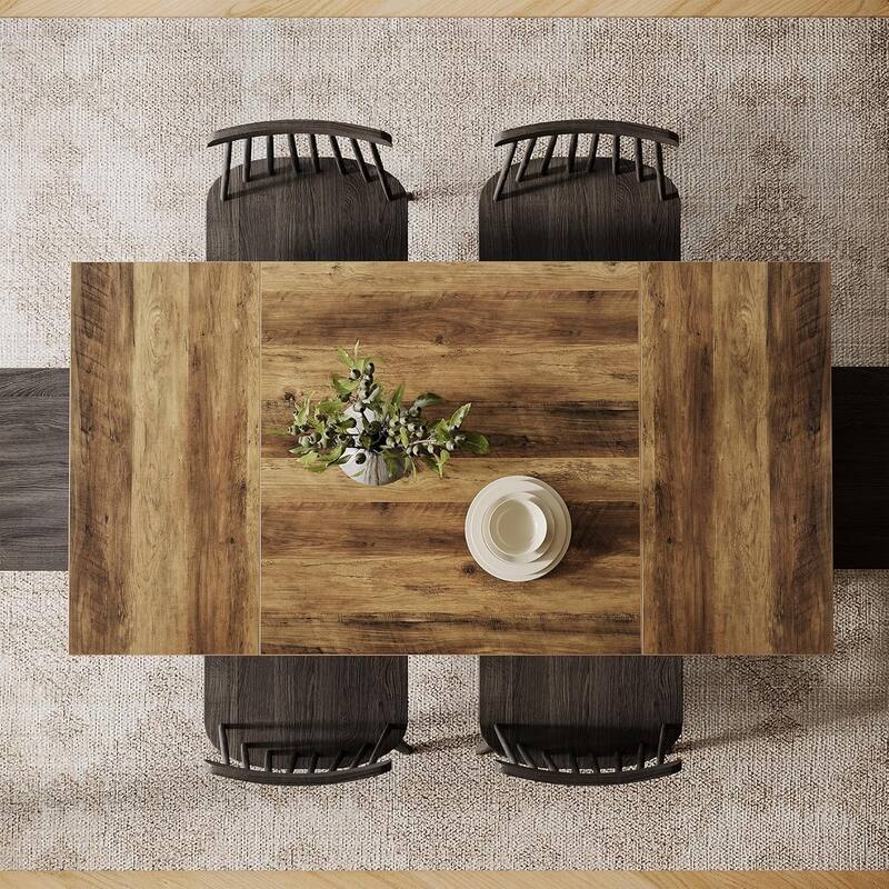 55-Inch Dining Table for 4-6, Rectangular Dining Room Table with Sturdy Legs