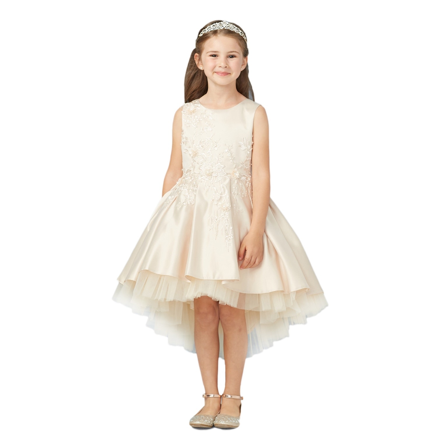 champagne pink flower girl dresses