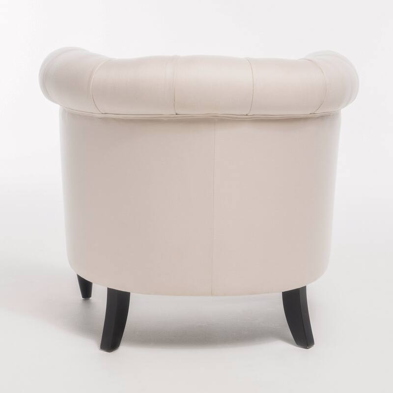 Beige 32.75" Velvet Button Tufted Club Chair