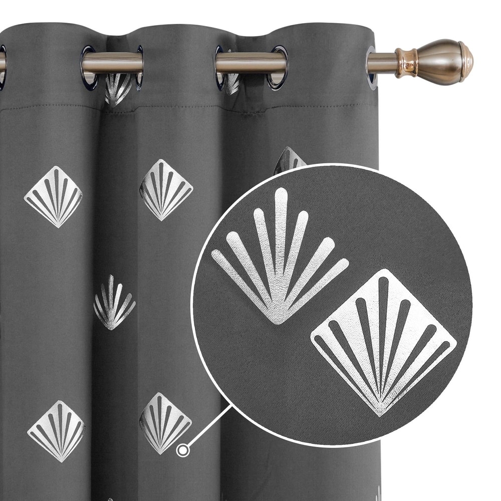 Shell Pattern Room Darkening Curtain Panel (2 Panels)