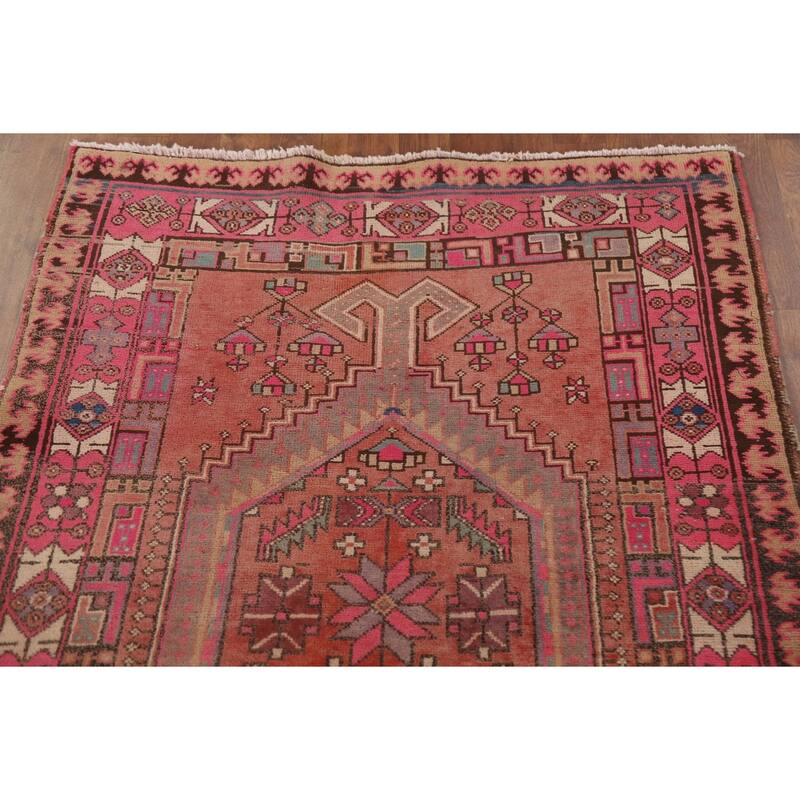 Ardebil Persian Vintage Runner Rug Handmade Hallway Wool Carpet - 3'6" x 10'3"