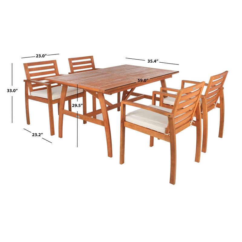 SAFAVIEH Outdoor Silviana 5-Piece Dining Set - 59Wx35Dx30H