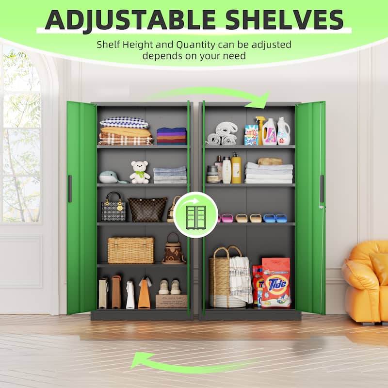 71'' H x 32'' W Metal Garage Storage Cabinet with Locking Doors and Adjustable Shelves