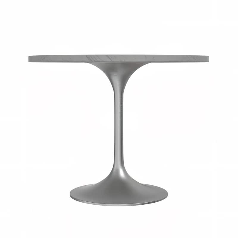 LeisureMod Verve Round Dining Table with Resin TableTop and Brushed Chrome Base for Kitchen & Dining Room