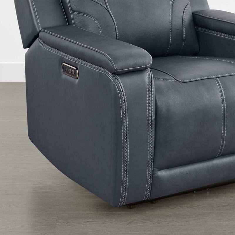 Spruce & Spring Dual Motors Genuine Leather Power Lay Flat Recliner with Power Headrest