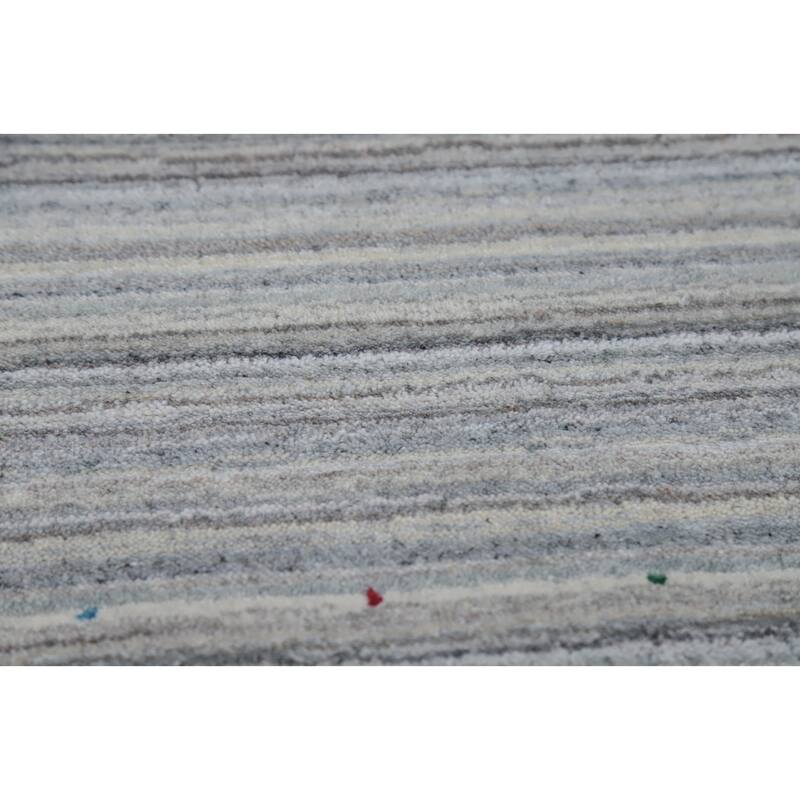 Hand Knotted Oriental Silk Carpet Tribal Animal Pictorial Greys & Charcoal Gabbeh Area Rug - 10' 1'' X 8' 2''