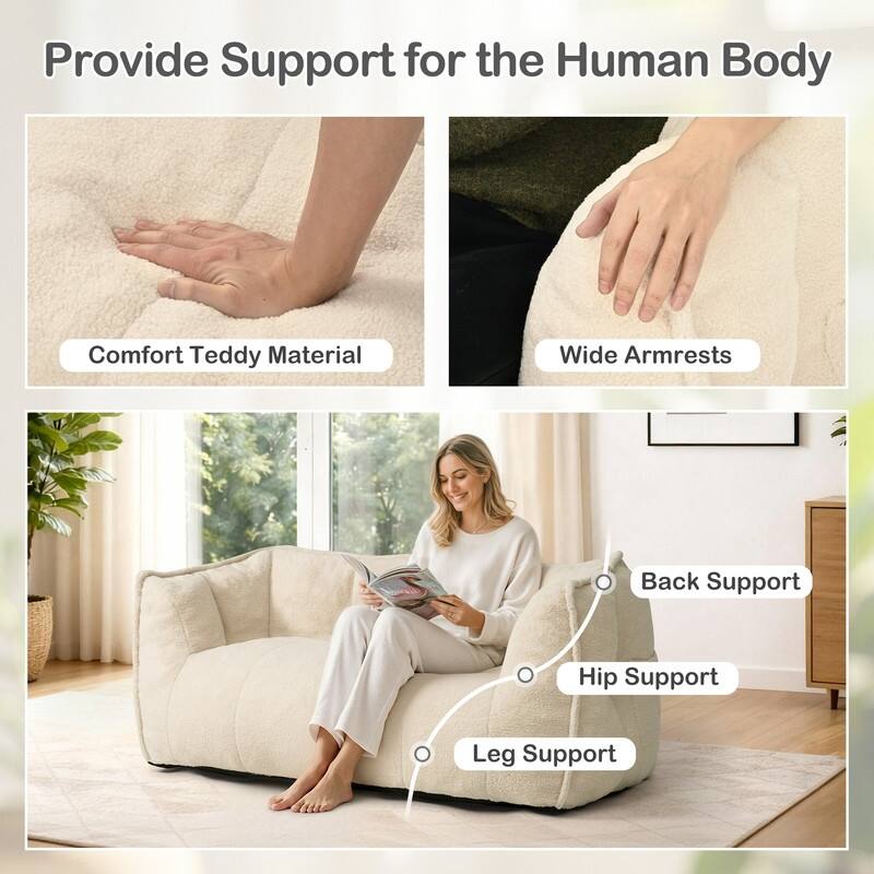 Teddy Fleece 2-Person Bean Bag Sofa