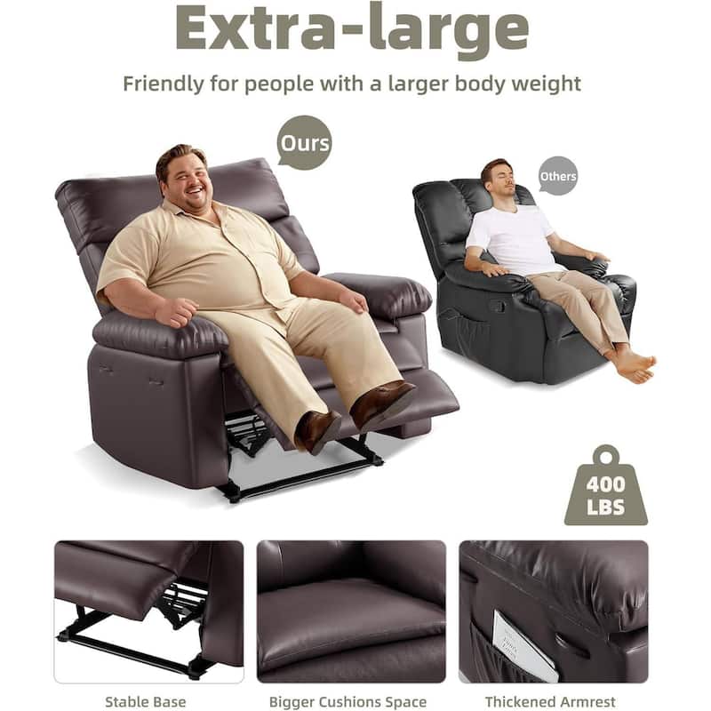 Oversized Manual Rocking Recliner Sofa Chair for Living Room Bedroom Relaxation