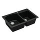 preview thumbnail 27 of 48, Top Mount 33-inch Large/Small Bowl Quartz Kitchen Sink - 33" x 22" x 9"