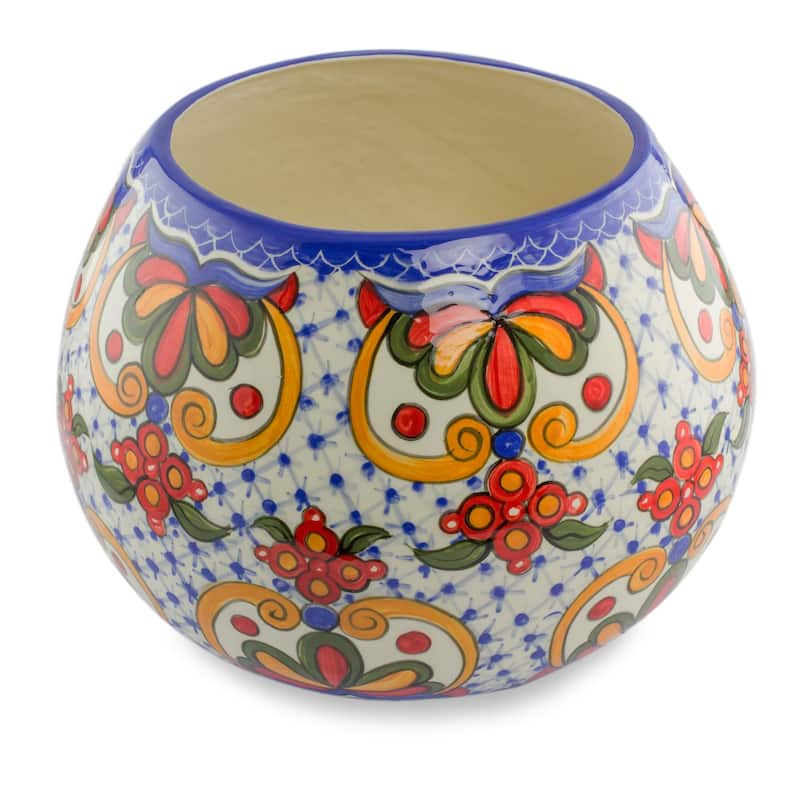Novica Handmade Florid Sheen Ceramic Vase