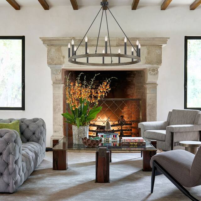 The Gray Barn Highclere 12-light Wagon Wheel Chandelier - 40"x40"x35.93"