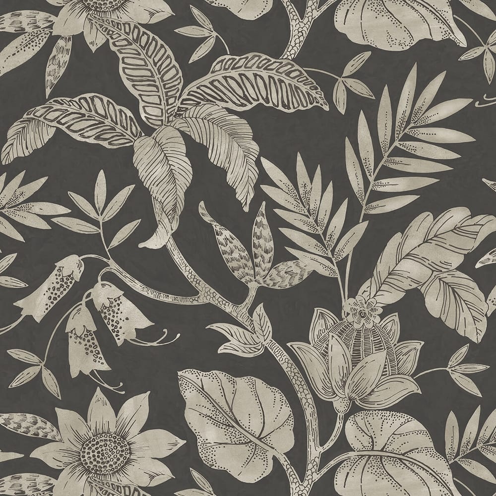 Seabrook Designs Boho Rhapsody Rainforest Leaves Unpasted Wallpaper