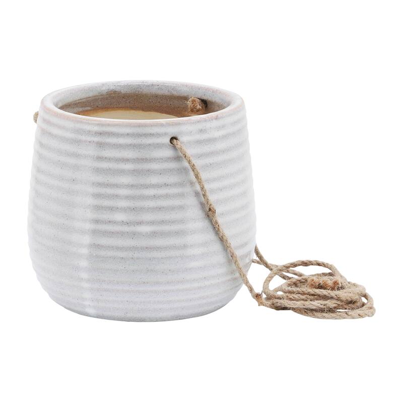 Sagebrook Home Neutral Textured Ceramic Hanging Planter