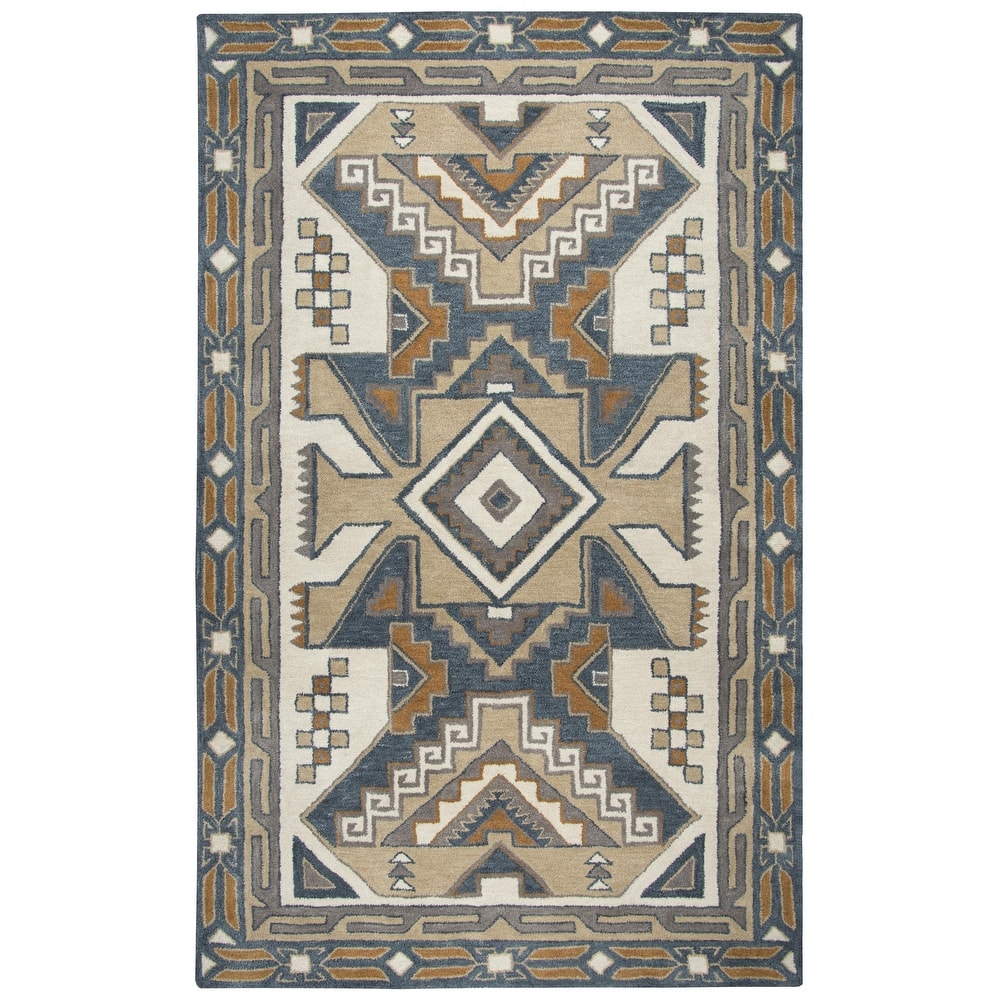 Alora Decor Ryder Ivory, Beige, and Grey Hand-tufted Southwestern Wool Rug