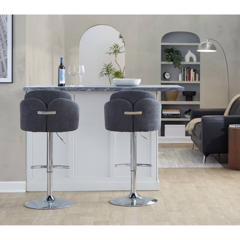 Porch & Den Dahlia Adjustable Bar Stool with Rounded T Footrest (Set of 2)