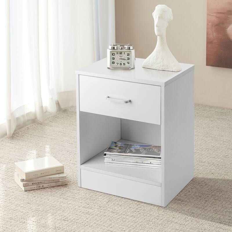 2pcs NightStands with Drawer, White Night Stands