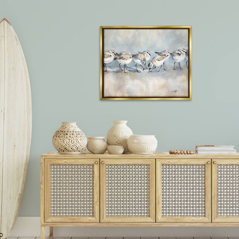 Stupell Sandpiper Birds Mirage Framed Floater Canvas Wall Art Design By Ramona Murdock