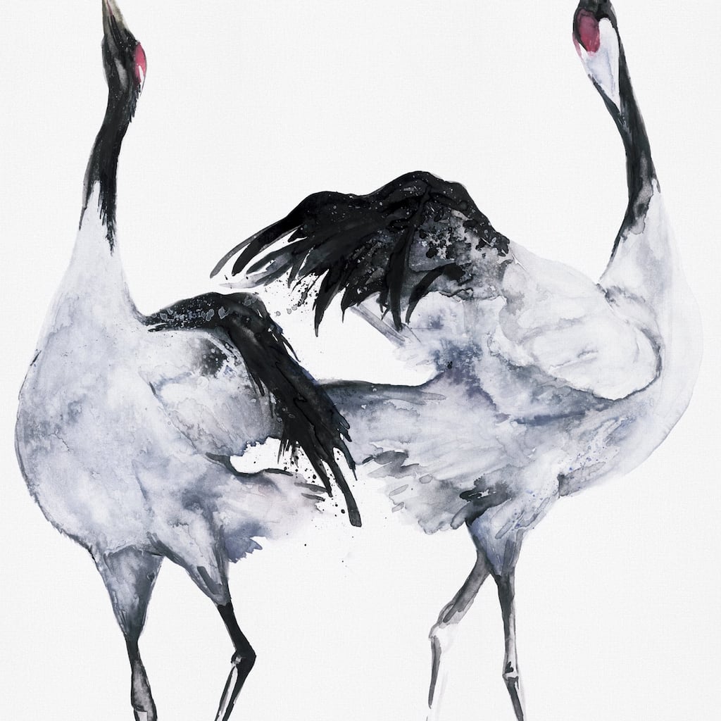 Galerie Wallcoverings Kumano Two Painted Crane 3-Panel Wall Mural Vinyl on Non-woven Matte Finish