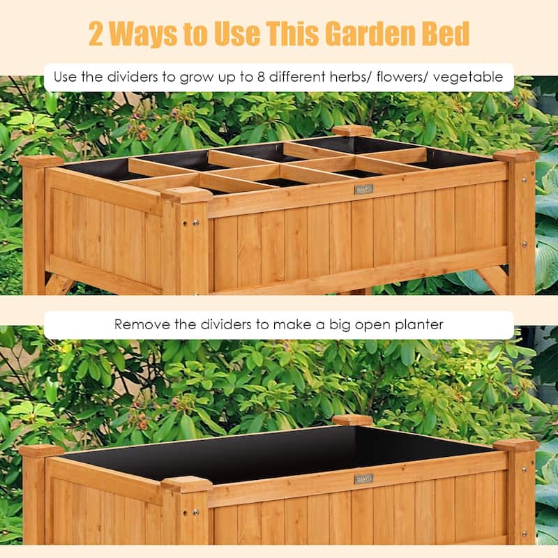 Costway 8 Grids Raised Garden Bed Elevated Planter Box Kit Wood - See Details