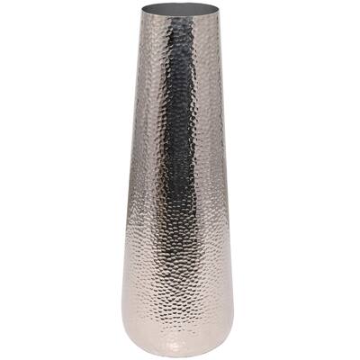 Aluminum Metal Tall Hammered Vase - Silver - Roche River Decor