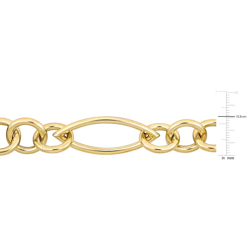 Miadora Yellow Plated Sterling Silver Fancy Link Chain Necklace