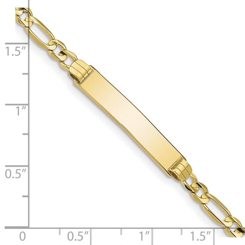 Curata 5.37mm 10k Yellow Gold Engravable Figaro Link ID Bracelet