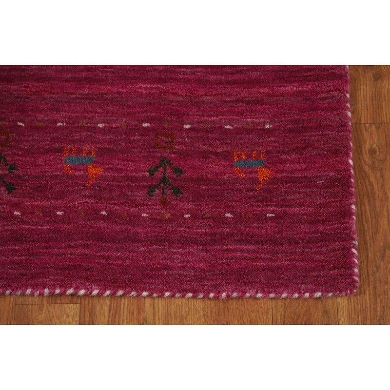 Violet Tribal Gabbeh Indian Runner Rug Handmade Wool Carpet - 2'4" x 9'8"
