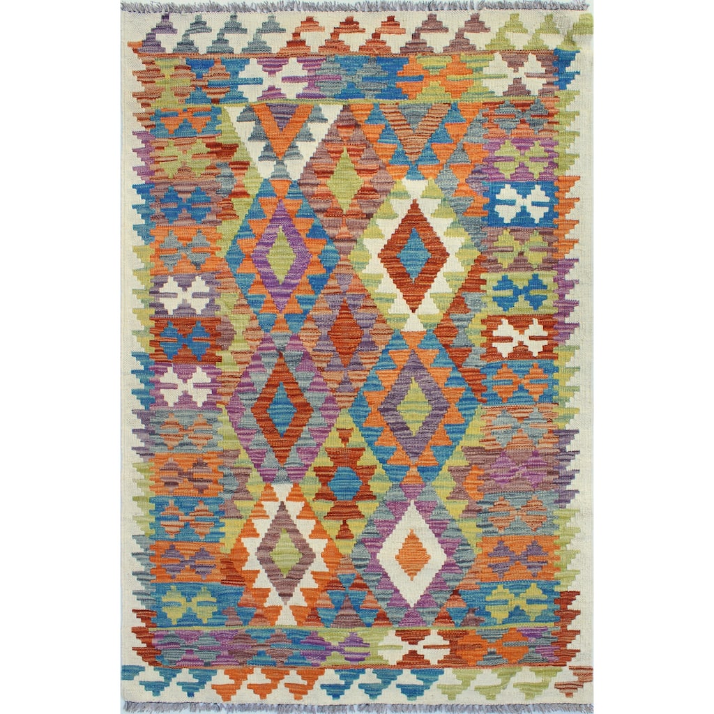Flatweave Zoda Red/Ivory Rug - 3'2" x 5'0"