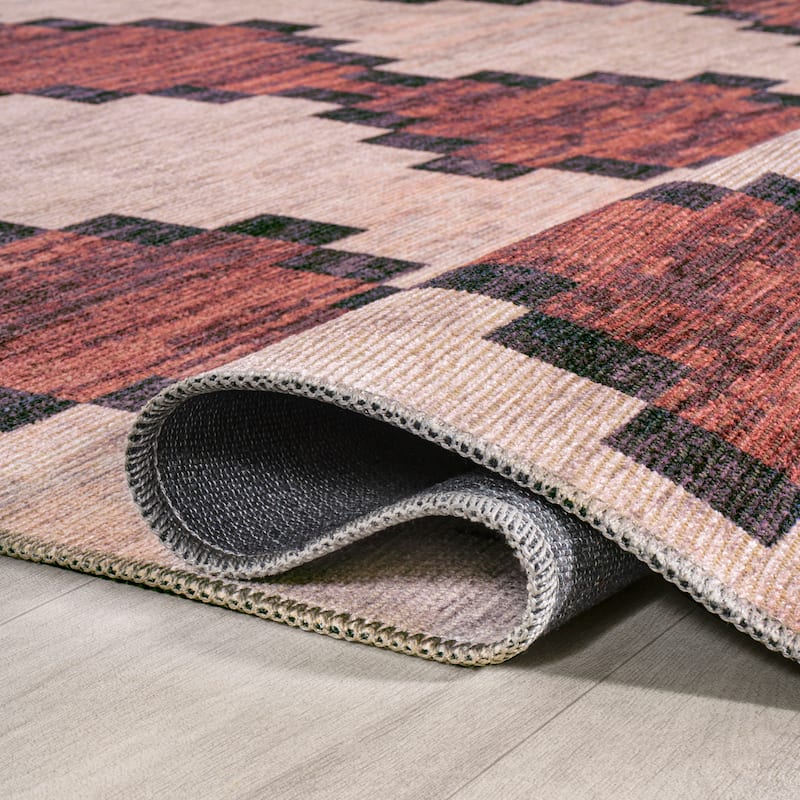 JONATHAN Y Siksak Bohemian Medallion Textured Weave Machine Washable Area Rug