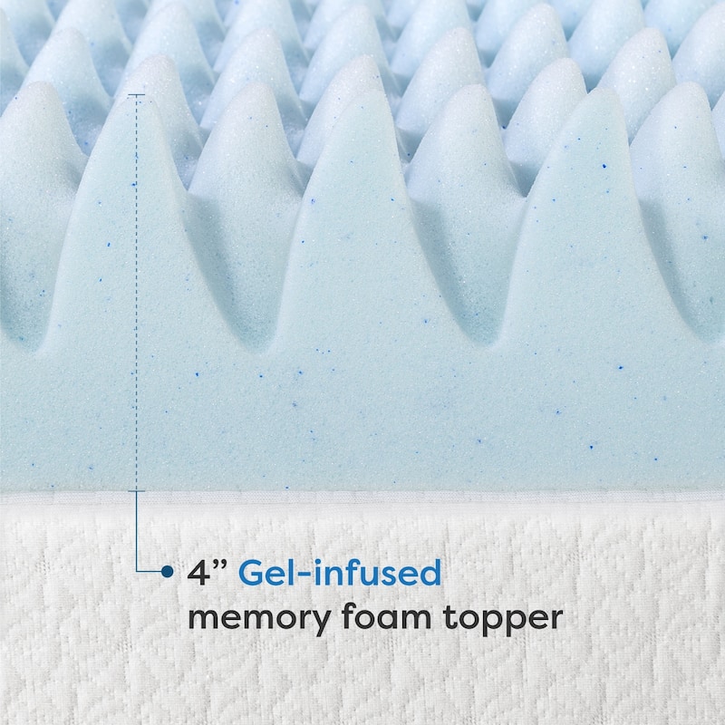 4 Inch Gel Egg Crate Memory Foam Bed Topper - Crown Comfort