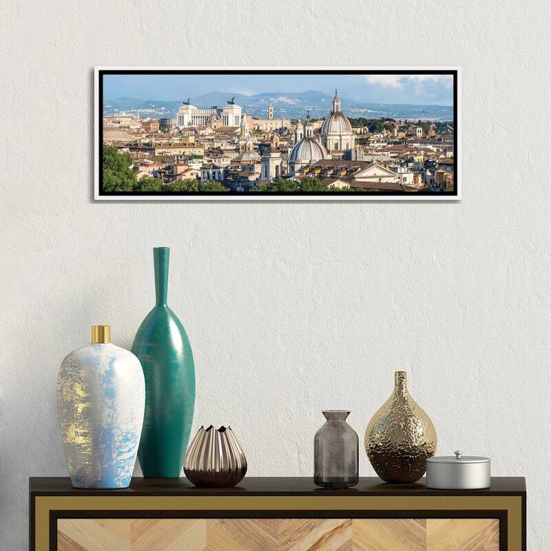 iCanvas "Rome Skyline Panorama With View Of Vatican And Victor Emmanuel II Monument" by Jan Becke Framed Canvas Print