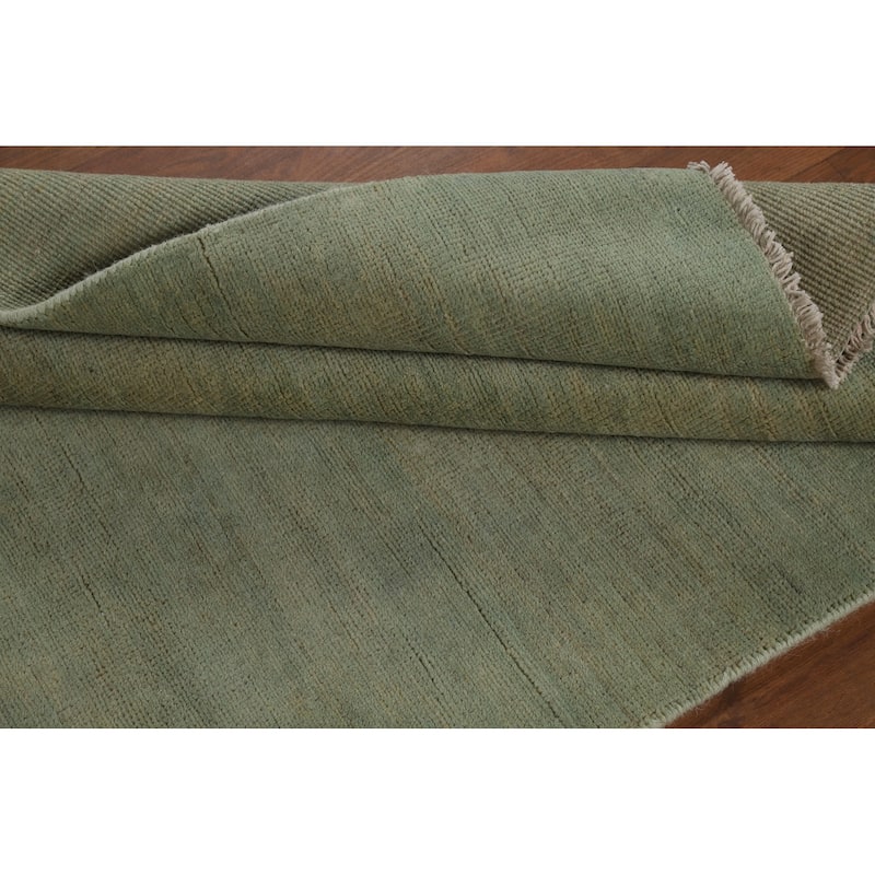 Modern Green Gabbeh Rug Handmade Wool Carpet - 3'10"x 5'11"