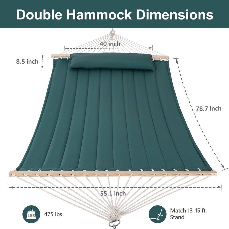 Outdoor Portable 2 Person Hammock with Spreader Bar - 78.7*55.1