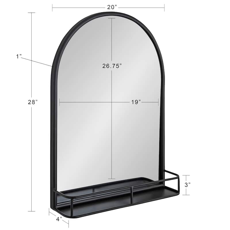 Kate and Laurel Estero Metal Framed Arch Wall Mirror with Shelf - 20x28