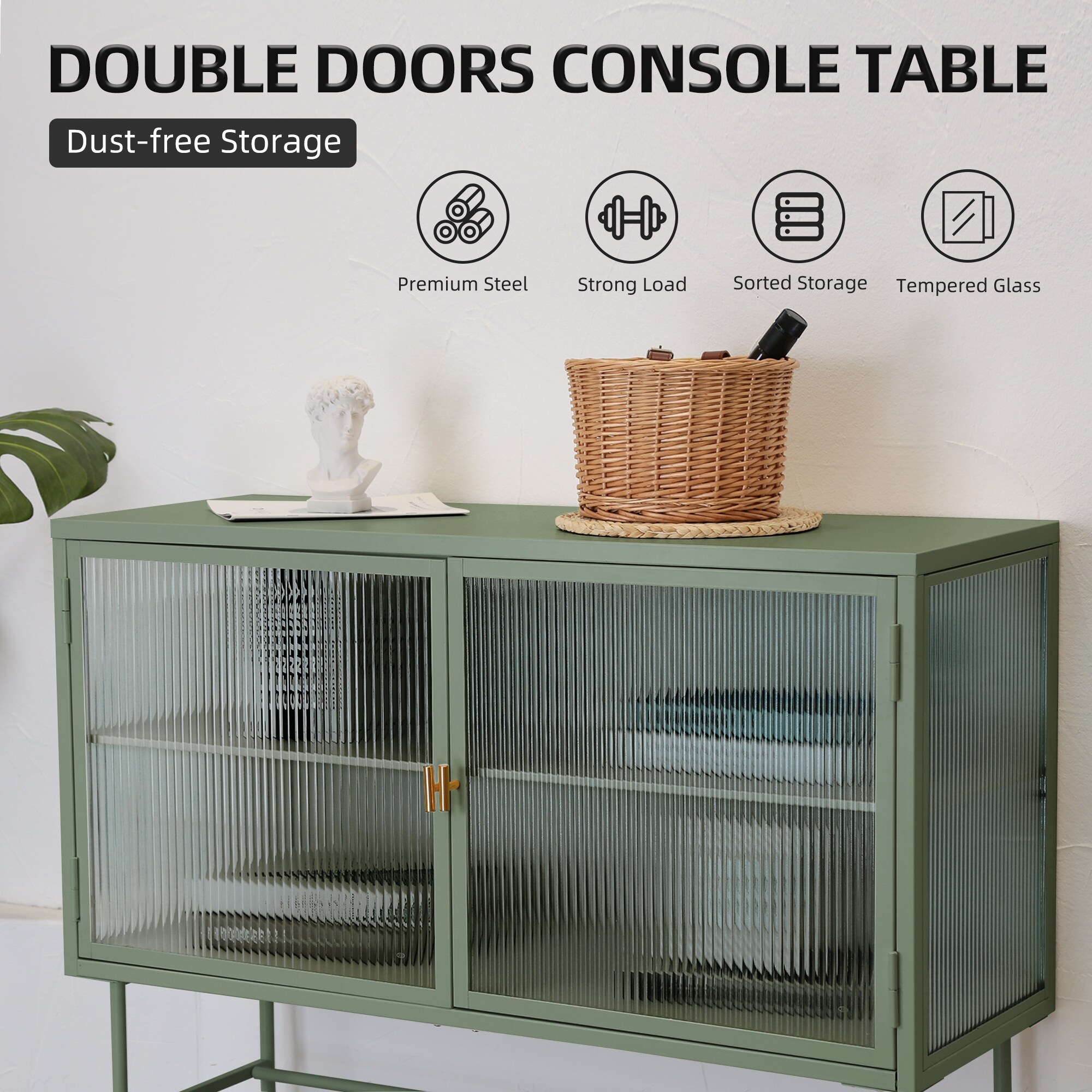 Glass door hotsell console table