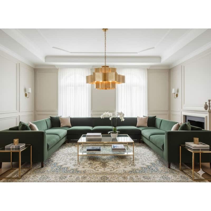 12 Light Gold Leaf 3 Tier Metal Frame Light Fixture