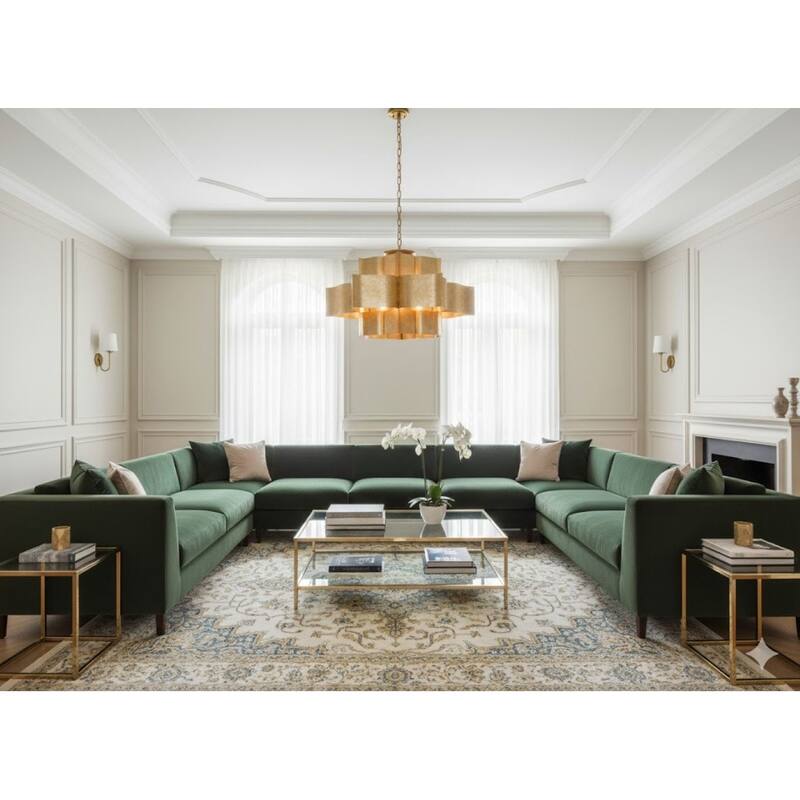 12 Light Gold Leaf 3 Tier Metal Frame Light Fixture