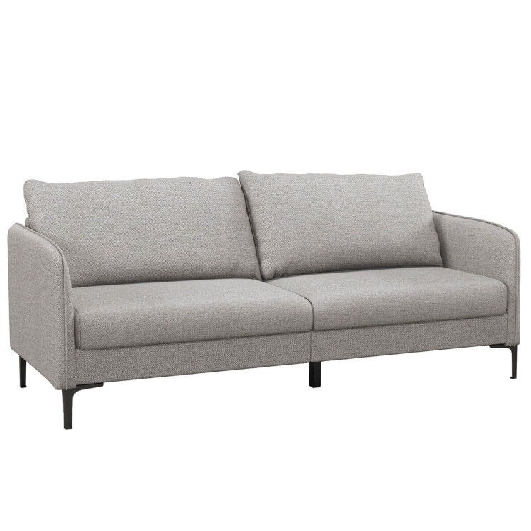 Modern 76 Inch Loveseat Sofa Couch for Apartment Dorm with Metal Legs-Grey - 31" x 75.5" x 35"