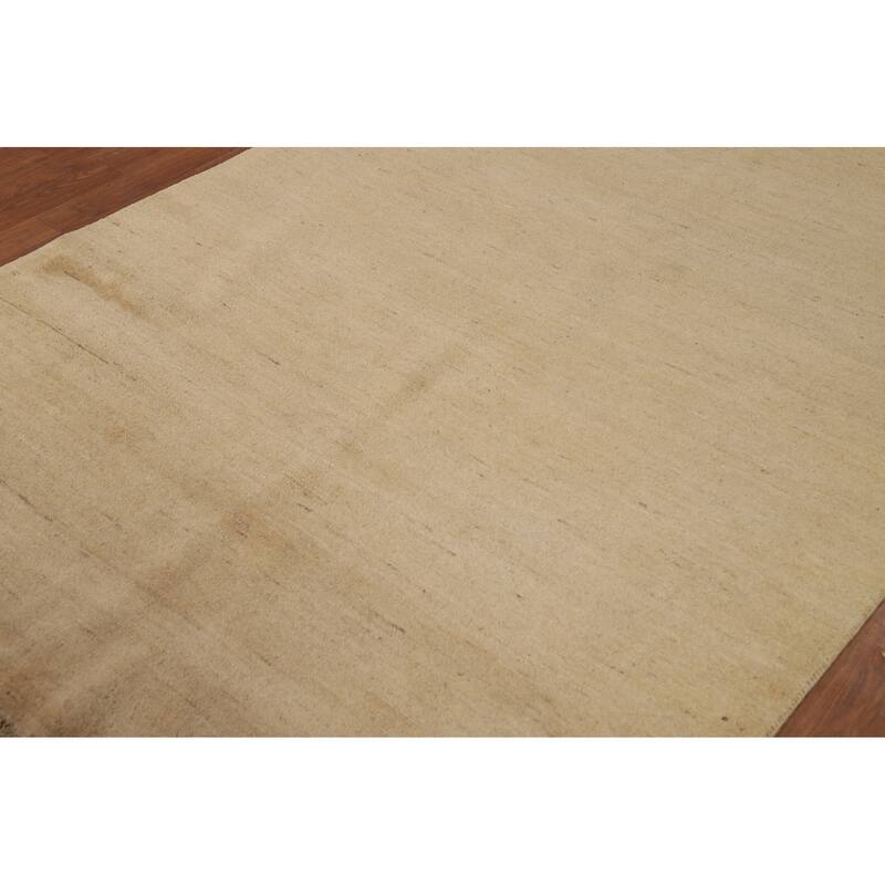 Muted Gabbeh Modern Rug Hand-Knotted Wool Carpet - 4'10"x 6'6"