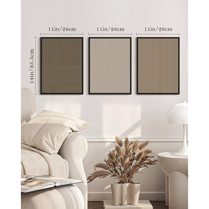 Wall Art Modern Boho Neutral Line Wall Decor Geometric Artwork