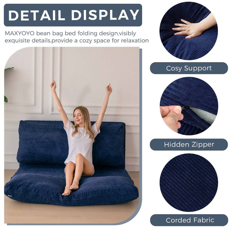 Corduroy Bean Bag Folding Sofa Bed